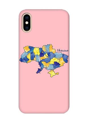 Матовый розовый чехол на iphone xs max :: карта украины (принт 261)