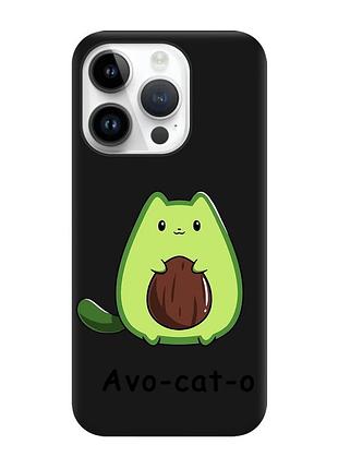 Матовий чорний чохол на apple iphone 14 pro :: котик авокадо (принт 306)