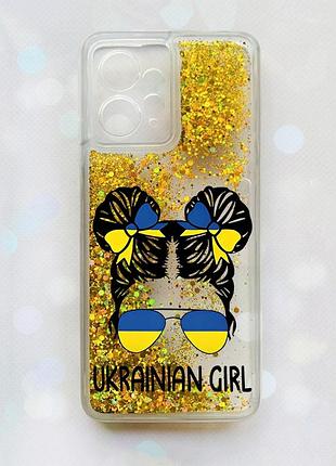 Чехол с плавающими золотыми блестками на xiaomi redmi note 12 4g украинская девушка (принт 113)
