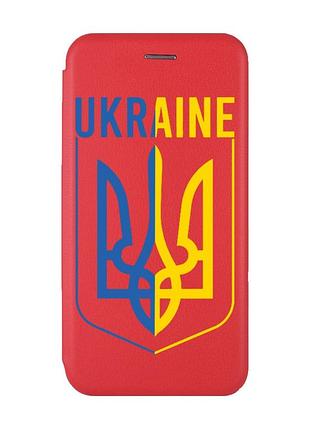 Чехол-книжка с рисунком для xiaomi redmi 8a красный :: тризуб (патриотический принт 254)