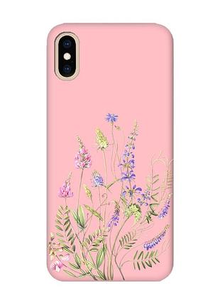 Матовый розовый чехол на iphone xs max :: цветочная идиллия (принт 382)