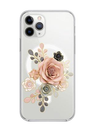 Магнітний чохол на iphone 11 pro max із підтримкою magsafe :: троянди (принт 275)