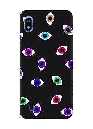 Матовий чорний чохол на samsung galaxy a10 (2019) a105 :: різнокольорові очі (принт 336)