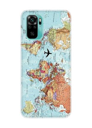 Чехол на xiaomi redmi note 10 / note 10s :: карта мира (принт 318)
