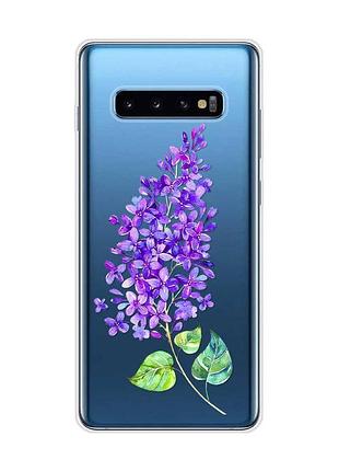 Прозрачный чехол на samsung galaxy s10 plus :: веточка сирени (принт 280)