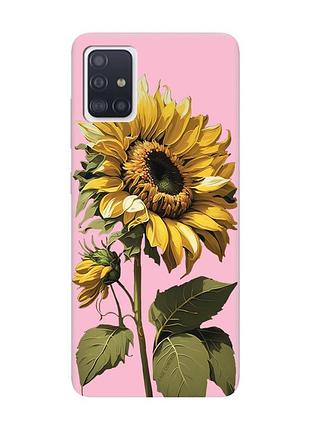 Матовый розовый чехол на samsung galaxy a51 :: подсолнечник (принт 274)