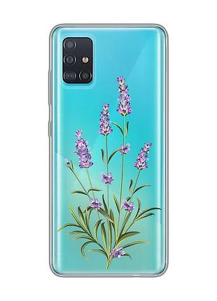 Прозрачный чехол на samsung galaxy a51 веточки лаванды (принт 266)