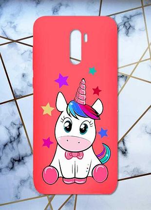 Матовый красный чехол на xiaomi redmi note 8 pro дизайн единорог принт 102