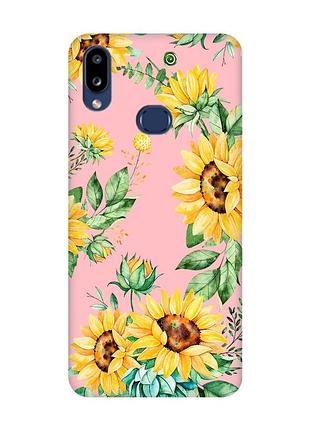 Матовый розовый чехол на samsung galaxy a10ѕ a107 :: подсолнухи (принт 288)