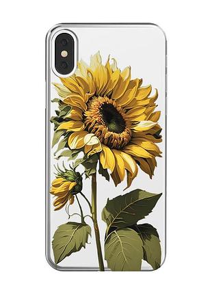 Прозрачный чехол на iphone x/xs :: подсолнечник (принт 274)