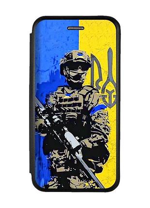 Чехол-книжка с рисунком для samsung galaxy a12 чёрный :: солдат (принт 350)
