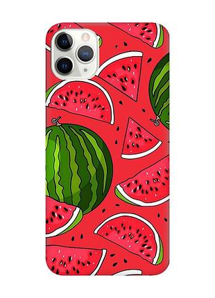 Матовый красный чехол на iphone 11 pro max :: арбузы (принт 341)