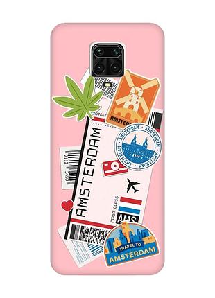 Матовий рожевий чохол на xiaomi redmi note 9 pro / 9s / 9 pro max :: подорожі. амстердам (принт 327)