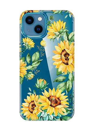 Прозорий чохол для iphone 13 mini :: соняхи (принт 288)
