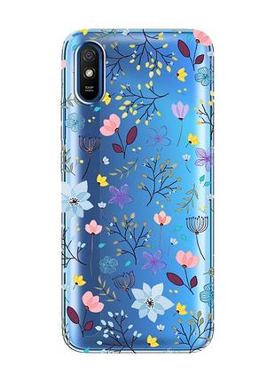 Прозорий чохол на xiaomi redmi 9a :: квітковий фон (принт 267)