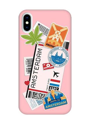 Матовий рожевий чохол на iphone x / xs :: подорожі. амстердам (принт 327)