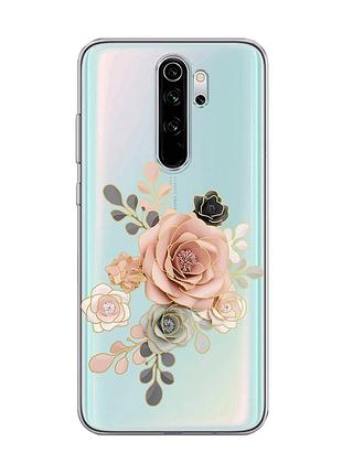 Прозрачный чехол на xiaomi redmi note 8 pro :: розы (принт 275)