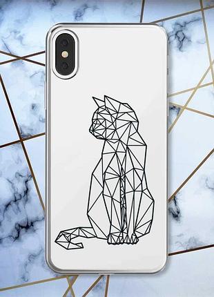 Прозорий чохол на iphone x/xs котик (принт 124)