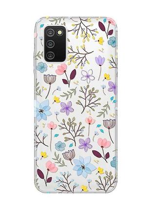 Прозрачный чехол на samsung galaxy a03s :: цветочный фон (принт 267)