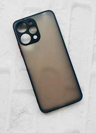 Прозрачный матовый чехол с силиконовым бампером для xiaomi redmi 12 чёрный