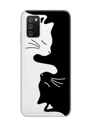 Прозрачный чехол на samsung galaxy a03s :: кошечки (принт 118)