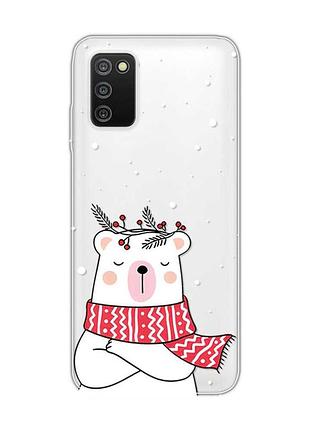 Прозорий чохол на samsung galaxy a03s :: ведмідь у шарфі (принт 147)