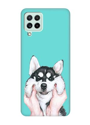 Матовый бирюзовый чехол на samsung galaxy m32/m22/a22 4g :: мордочка (принт 121)
