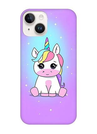 Матовый чехол с черными боками на apple iphone 14 :: единорог (принт 103)