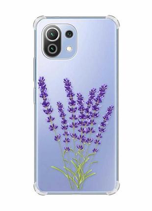 Чохол з потовщеними кутами на xiaomi mi 11 lite :: лаванда (принт 28)