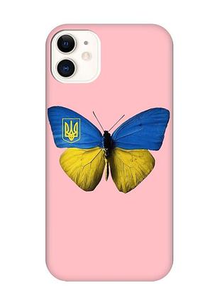 Матовий рожевий чохол на apple iphone 11 (6.1) :: метелик україна (принт 255)