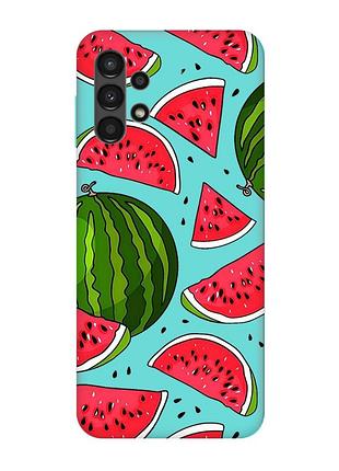 Матовий бірюзовий чохол на samsung galaxy a13 4g :: кавуни (принт 341)