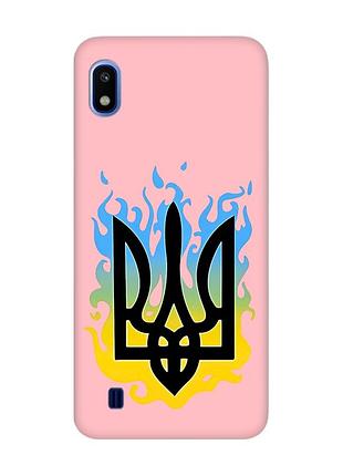Матовий рожевий чохол на samsung galaxy a10 (2019) a105 :: тризуб полум'я (принт 257)
