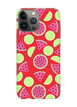 Матовий червоний чохол на apple iphone 13 pro :: кавуни и лайм (принт 345)
