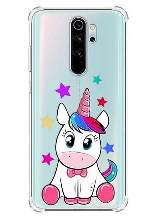 Чехол с утолщёнными углами на xiaomi redmi note 8 pro :: единорог (принт 102)