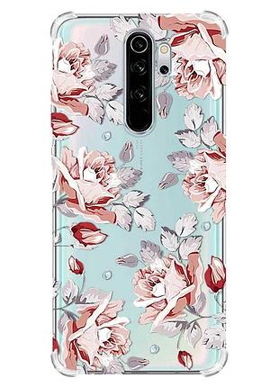 Чохол з потовщеними кутами на xiaomi redmi note 8 pro :: фон троянди (принт 273)