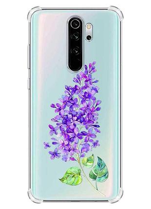 Чехол с утолщёнными углами на xiaomi redmi note 8 pro :: веточка сирени (принт 280)