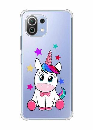 Чохол з потовщеними кутами на xiaomi mi 11 lite :: єдиноріг (принт 102)
