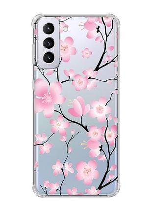 Чехол с утолщёнными углами на samsung galaxy s21 plus :: цветущая сакура (принт 282)