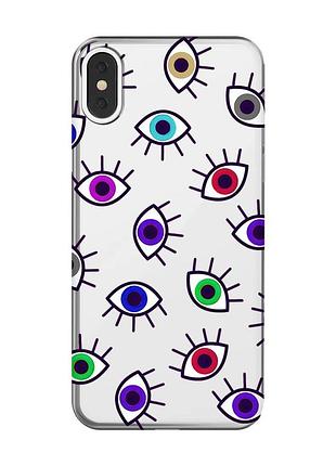 Прозорий чохол на iphone x / xs :: різнокольорові очі (принт 336)