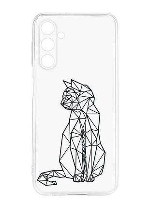 Прозорий силіконовий чохол на samsung galaxy m14 котик (принт 124)