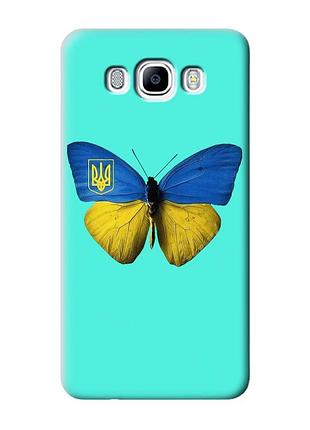 Матовый бирюзовый чехол на samsung galaxy j7(2016) j710 :: бабочка украина (принт 255)