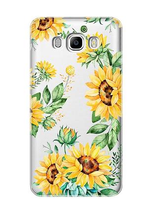 Прозорий чохол на samsung galaxy j7(2016) j710 :: соняхи (принт 288)