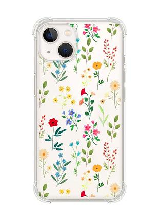 Чехол с утолщёнными углами на iphone 14 plus :: цветочный фон (принт 269)