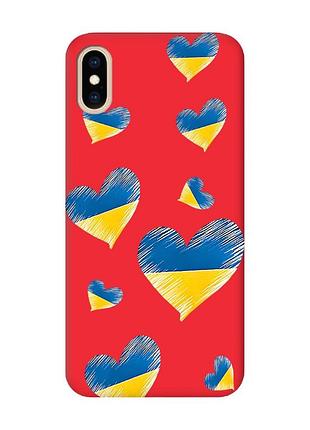 Матовий червоний чохол на iphone xs max :: сердечка. україна (принт 258)