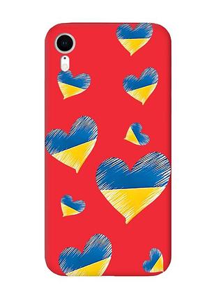 Матовий червоний чохол на apple iphone xr :: сердечка. україна (принт 258)