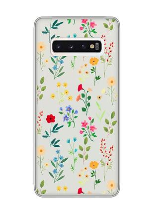 Прозрачный чехол на samsung galaxy s10 :: цветочный фон (принт 269)