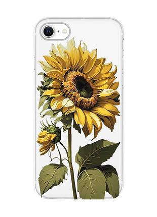 Прозрачный чехол на iphone 7/8/se 2020 :: подсолнечник (принт 274)