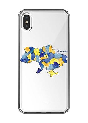 Прозрачный чехол на iphone xs max :: карта украины (принт 261)