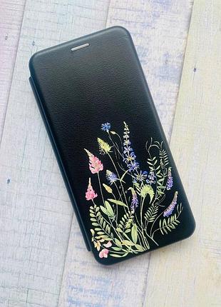 Чехол-книжка с рисунком для xiaomi redmi note 11 pro черный :: цветочная идиллия (принт 382) 2
