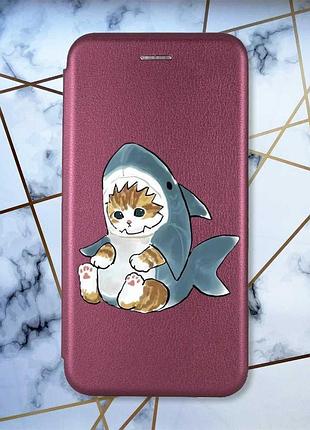 Чехол-книжка с рисунком на iphone xr :: бордовый :: котёнок (принт 120)